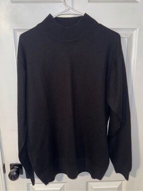 Dolce Roma Men's Black Mock Neck Sweater - Classic Knit- Size M